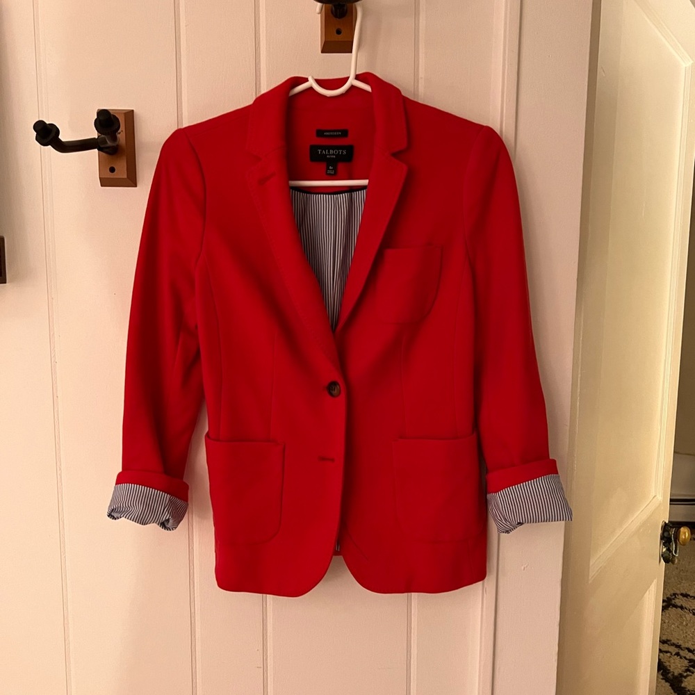 Stunning red Talbot jacket with pinstripe lining